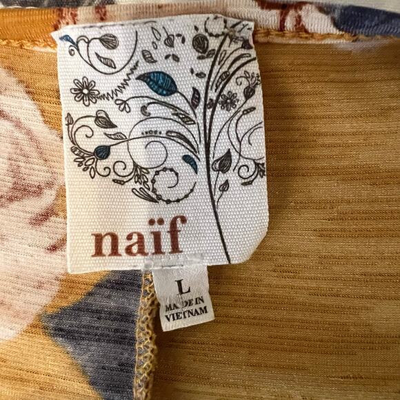 Naïf floral swing top with ladder accent short sleeves Size Large - Picture 5 of 6